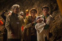 Raoul Pinno as Don Jose, Cote De Pablo as Jessica and Mario Casas as Alex Vega in "The 33."