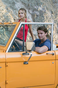 Halston Sage as Kendall Grant and Patrick Schwarzenegger as Jeff in "Scouts Guide To The Zombie Apocalypse."