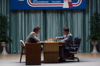 Liev Schreiber as Boris Spassky and Tobey Maguire as Bobby Fischer in "Pawn Sacrifice."