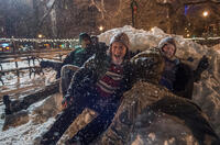 Anthony Mackie as Chris Roberts, Joseph Gordon-Levitt as Ethan and Seth Rogen as Isaac in "The Night Before."