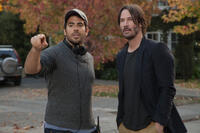 Eli Roth and Keanu Reeves on the set of "Knock Knock."