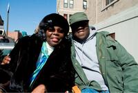 Producer Ms. Voletta Wallace and Jamal Woolard on the set of "Notorious."