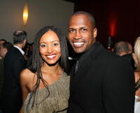 Actors Emelia Burns and Marcus Johnson at the after party of an L.A. screening of "The Condemned."