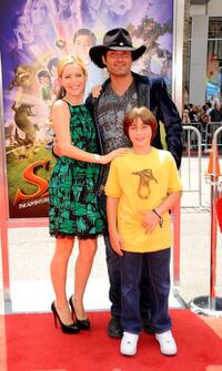 Leslie Mann, Robert Rodriguez and Rebel Rodriguez at the California premiere of "Shorts."