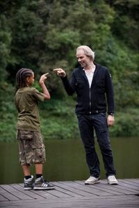 Jaden Smith and director Harald Zwart on the set of "The Karate Kid (2010)."