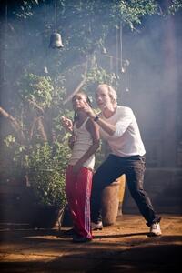 Jaden Smith and director Harald Zwart on the set of "The Karate Kid (2010)."