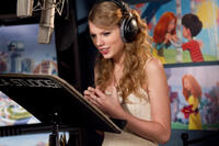 Taylor Swift on the set of "Dr. Seuss' The Lorax."