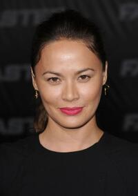 Moon Bloodgood at the California premiere of "Faster."