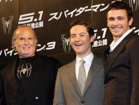 "Spider-Man 3" stars Tobey Maguire and James Franco with Producer Avi Arad promote the film at a press conference in Tokyo.