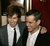 Actors Eddie Redmayne and Matt Damon at the N.Y. premiere of "The Good Shepherd."