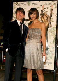 Tom Cruise and Katie Holmes at the "Mad Money" premiere in Westwood, California