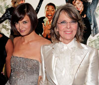 Katie Holmes and Diane Keaton at the "Mad Money" premiere in Westwood, California