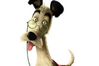 Buster is the family's pet dog who wears glasses because his insurance won't pay for contacts in "Meet the Robinsons."