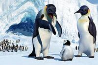 After a failed singing lesson, Memphis (voice of Hugh Jackman) and Norma Jean (voice of Nicole Kidman) encourage young Mumble (voice of Elizabeth Daily) to try harder in "Happy Feet."