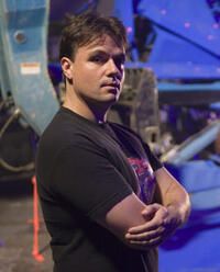 Producer Tom DeSanto on the set of "Transformers."