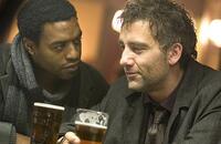 Second-in-command of the opposition group, Luke (Chiwetel Ejlofor), and Clive Owen in "Children of Men."