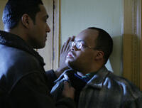 Nasser Metcalf as Fazul and Christopher Scott as James in "My Brother."