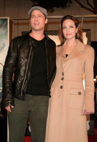 Actors Brad Pitt and Angelina Jolie at the L.A. premiere of "Beowulf."