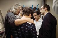 Writer/director/producer Paul Greengrass with the actors who portray the hijackers aboard United Airlines Flight 93. 