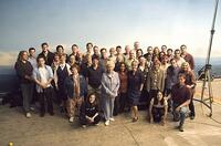Writer/director/producer Paul Greengrass with the cast and crew of "United 93."