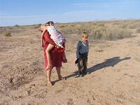 Elle Fanning, Adriana Barraza and Nathan Gamble in "Babel."