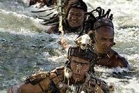Zero Wolf (Raoul Trujillo), foreground, and Snake Ink (Rodolfo Palacios) in "Apocalypto."