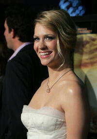 "We Are Marshall" star January Jones arrives on the red carpet at the Hollywood premiere.