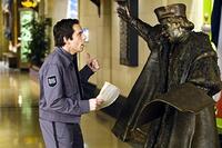 Ben Stiller seeks advice from a statue in "Night at the Museum."