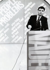 Young Ralph Nader at a podium in "An Unreasonable Man."