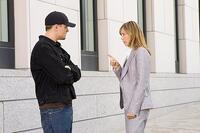 Billy Costigan (Leonardo DiCaprio) speaks with police shrink Madolyn (Vera Farmiga) in "The Departed."