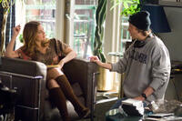 Drew Barrymore and director/writer Marc Lawrence on the set of "Music and Lyrics."
