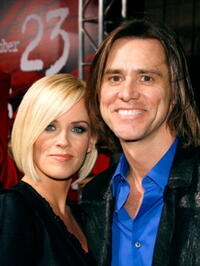 Actress Jenny McCarthy and Jim Carrey at the L.A. premiere of "The Number 23."