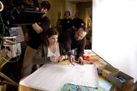 Sandra Bullock and director Mennan Yapo on the set of "Premonition."