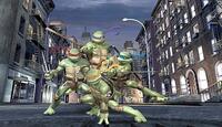 Raphael, Michelangelo, Donatello and Leonardo in "Teenage Mutant Ninja Turtles."
