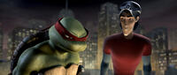 Raphael and Casey in "Teenage Mutant Ninja Turtles."