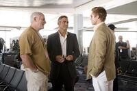 Producer Jerry Weintraub, George Clooney and Brad Pitt on the set of "Ocean's Thirteen."