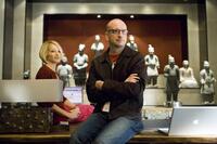 Ellen Barkin and director Steven Soderbergh on the set of "Ocean's Thirteen."
