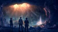 Anita Briem as Hannah, Brendan Fraser as Trevor and Josh Hutcherson as Sean in "Journey to the Center of the Earth."