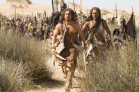 Steven Strait as D'Leh and Cliff Curtis as Tic'Tic in "10,000 B.C."