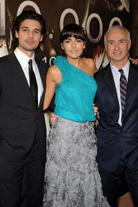 Actors Steven Strait, Camilla Belle and director Roland Emmerich at the Madrid premiere of "10,000 B.C."  