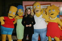 TV Host Sophie Falkiner with the Simpsons at the Australian premiere of "The Simpsons Movie."