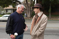 Producer Jerry Weintraub and Tate Donovan on the set of "Nancy Drew."