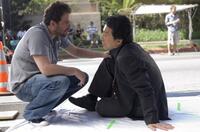 Director Brett Ratner and Jackie Chan on the set of "Rush Hour 3."