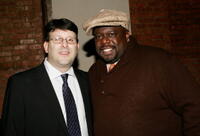 New Line Cinema's Executive VP of Production Mark Kaufman and Cedric The Entertainer at the "Code Name: The Cleaner" premiere after party in New York.