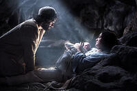 Joseph (Oscar Isaac), Mary (Keisha Castle-Hughes) and baby Jesus in "The Nativity Story."