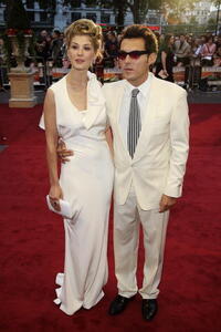 Actress Rosamund Pike and director Joe Wright at the London premiere of "Atonement."