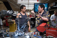 Robert Downey Jr. and and director/executive producer Jon Favreau on the set of "Iron Man."