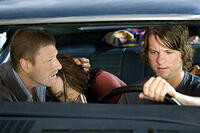 Sean Bean, Sophia Bush and Zachary Knighton in "The Hitcher."