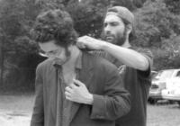 Damian Lahey and director Michael Tully on the set of "Cocaine Angel."