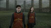 Daniel Radcliffe as Harry Potter and Bonnie Wright as Ginny Weasley in "Harry Potter and the Half-Blood Prince."